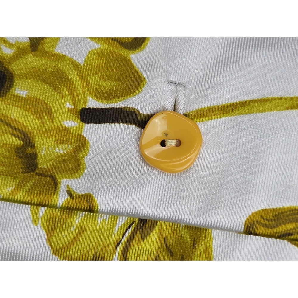 Vtg 60s 70s Hand Made Double Knit Shiny Floral Pussybow Blouse Top Mod Size S? - Picture 8 of 13